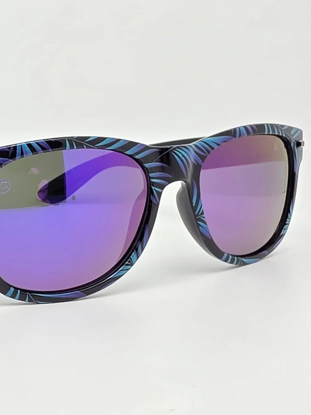 Knockaround Fort Knocks Tropical Palms Black Frame Polarized Purple Sunglasses